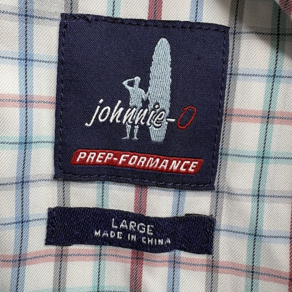 Johnnie O Men's Large Malibu Red Prep Formance Button Down Long Sleeve Shirt - Picture 5 of 6